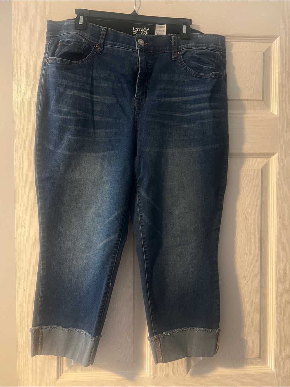 Terra & Sky Dark Blue Cropped Cuffed Jeans